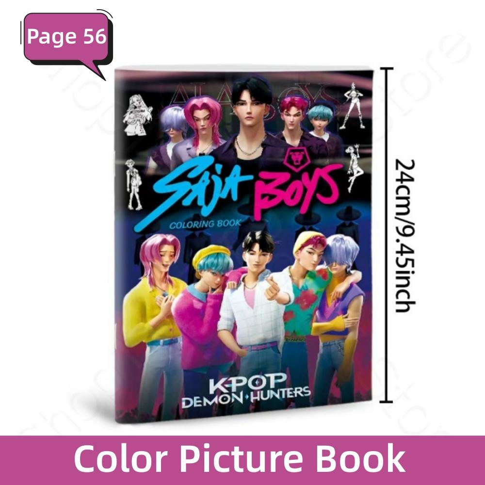 KPop Demon Hunter Coloring Books Cute Cartoon Tracking Kids Painting Sketch Stationery Book Creative Stick Figures Birthday Gift