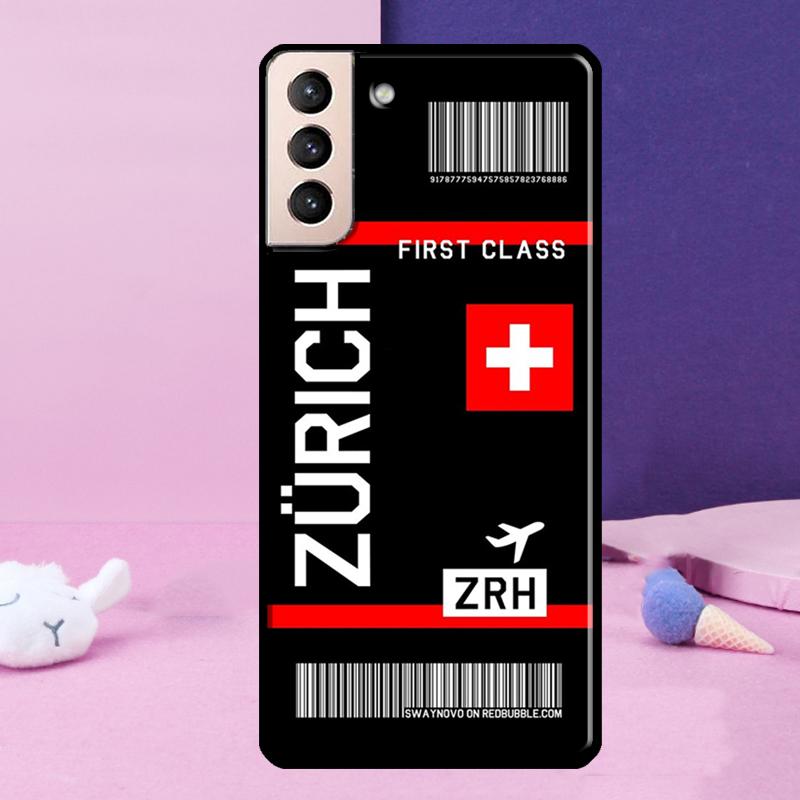 Boarding Pass Plane Ticket Case For Samsung Galaxy S23 S22 Ultra S21 S20 FE Note 10 20 Ultra S8 S9 S10 Plus Cover