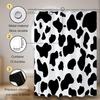 Cow Print Shower Curtain, Black & White Animal Design, Polyester Fabric With Hooks