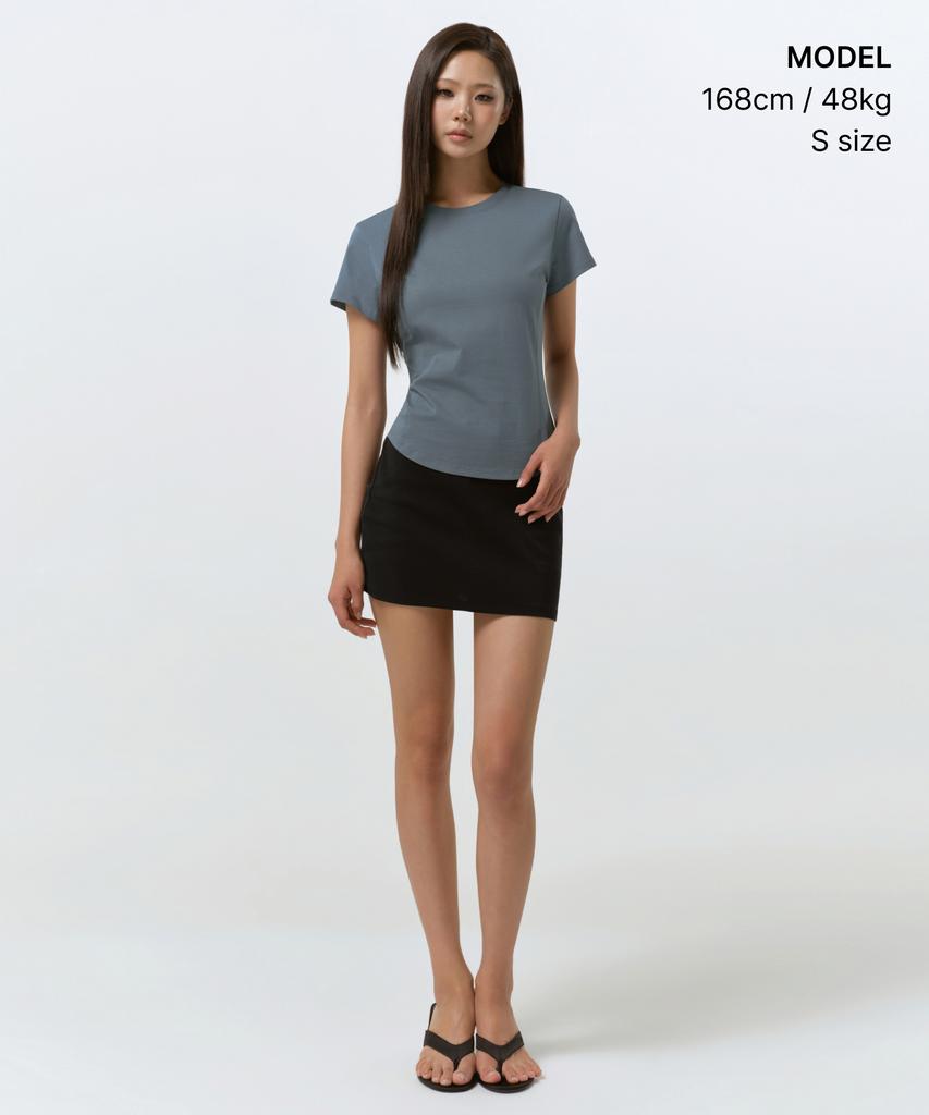 MUSINSA STANDARD WOMAN Women'S Round Hem T-Shirt [Peacock Blue]