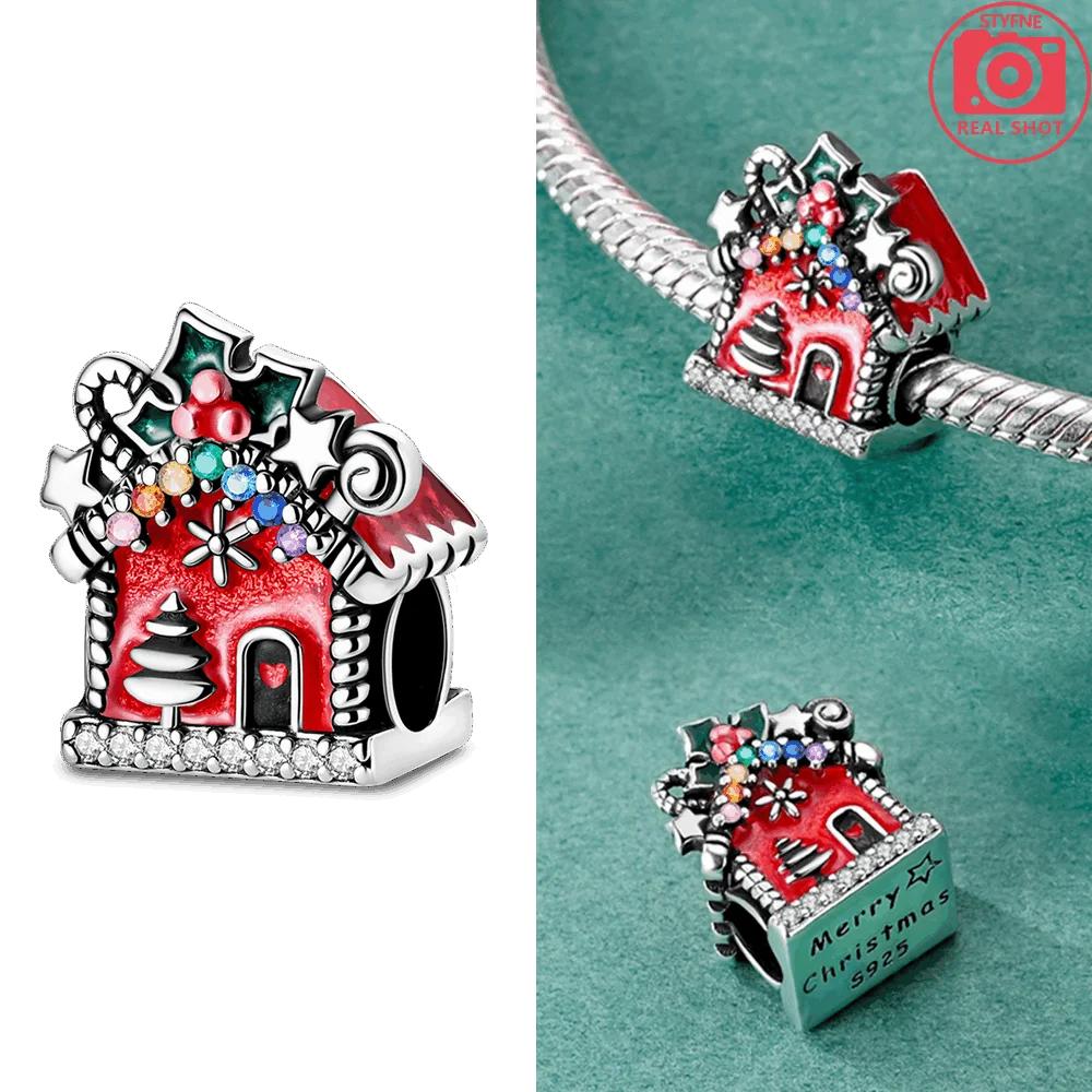 Original Copper Red Bow Tie Car Christmas Deer Snowman Bead Fit Bracelet Diy Accessory Set Women Christmas Jewelry Gift Set