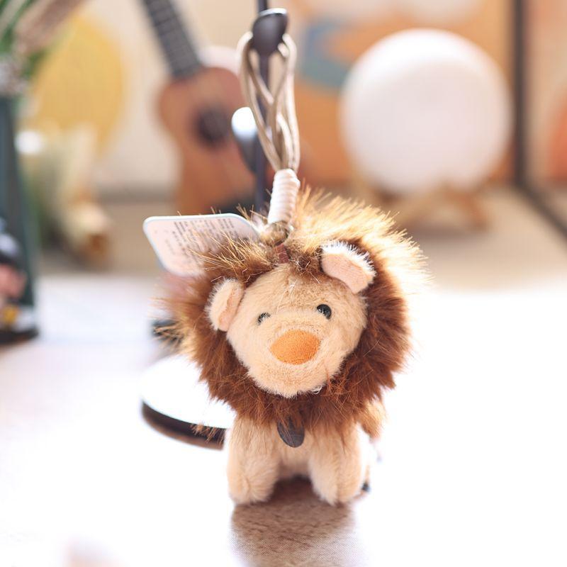 Cute Forest Animal Plush Keychain, Tiger Lion Leopard Giraffe Doll Pendant, Backpack Bag Hanging Ornament Gift