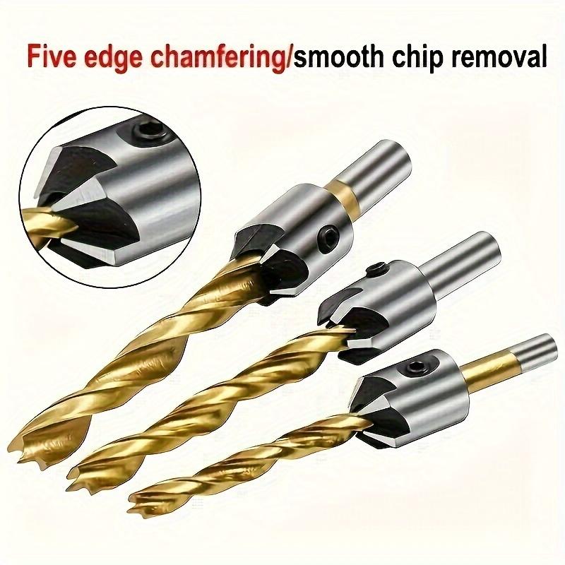 7pcs Flute Countersink HSS Drills Bit Reamer Set For Woodworking Chamfer Drilling Bit 3-10mm/0.12-0.39inch,Send A Small Wrench