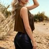 Women's Fashion Color Round Neck Sleeveless Button Vest for Everyday Casual Wear