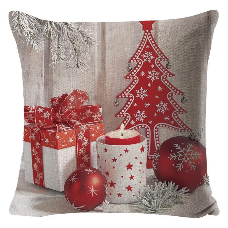 Luxurious 18" Merry Christmas Pillow Case Cotton Linen Cushion Cover For Home Decor