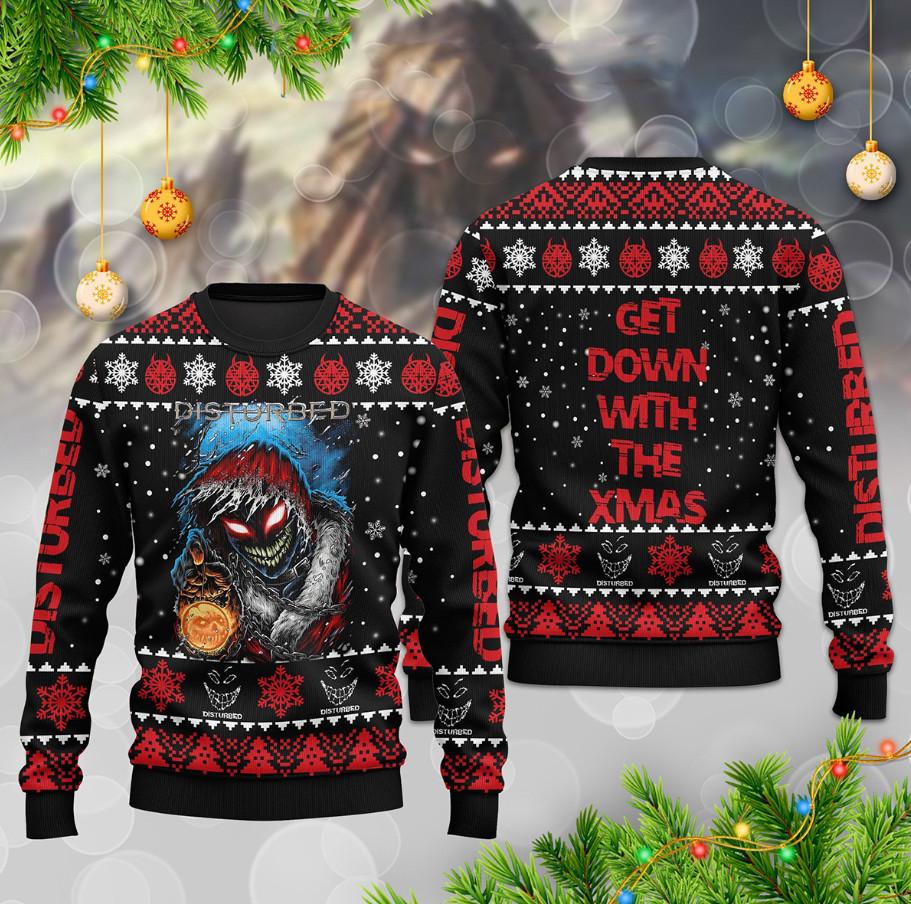 

Disturbed Band Get Down With The Xmas Merry Christmas Ugly Sweater DI1137 Unisex T-Shirt L
