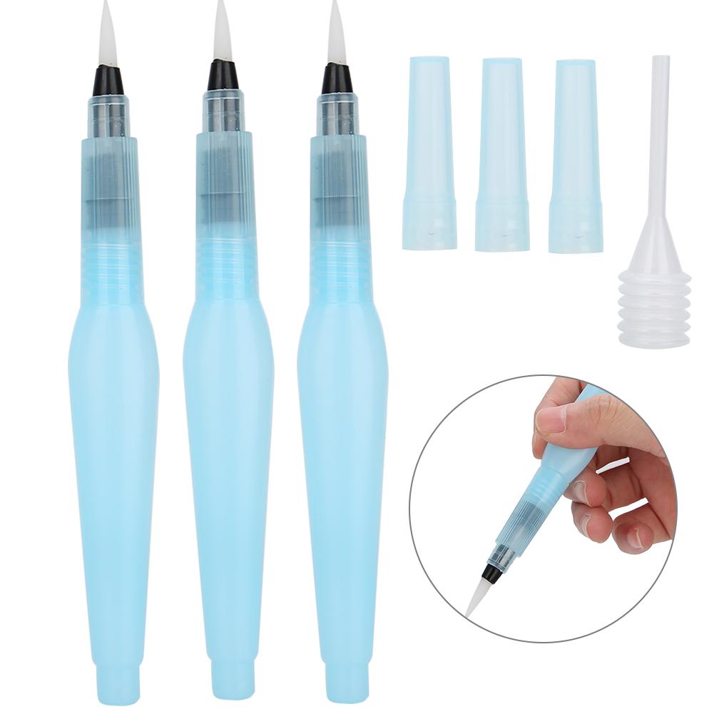 

3Pcs Water Brush Nylon Nib Watercolor Painting Tool Art Supplies with 1Pc Dropper