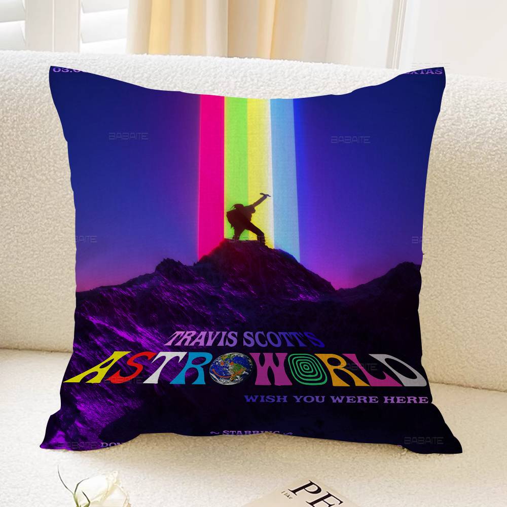 Travis Scott Astroworld 45*45cm Cushion Cover Pillow Cover Decor Pillowcase Home Pillowcase for Couch Pillow