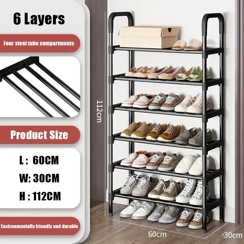 Simple Multiple LayersShoe Rack Multi-purpose Storage Cabinet Black Shoe Rack Shelf Save Space Living Room Shoe Storage Rack