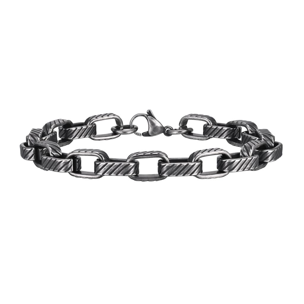 Punk Rock Chuky Chain Bracelets for Men Teens Boys, Stainless Steel Rectangle Links Chain Wristband New Jewelry