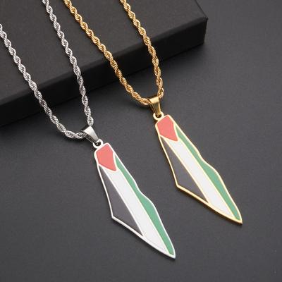HNSP Série Drapeau de la Palestine Chaîne Collier Pendentif en Acier Inoxydable Pour Femmes Hommes Accessoires Palestinien