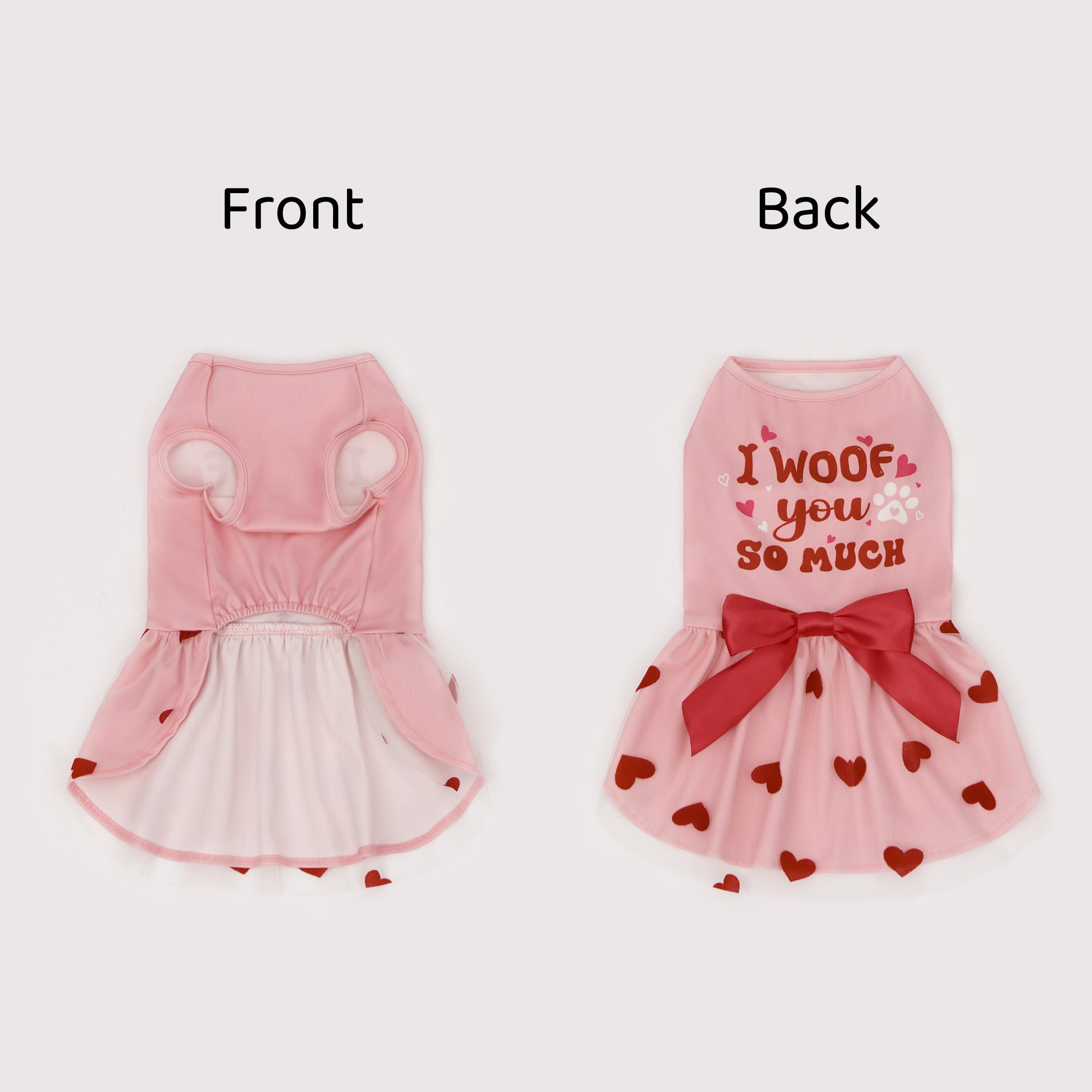 

Valentine s Pet Dress, Pink Dog Dress Dog Sundress with Bowknot, Soft Pet Clothes Dog Apparel for Small Medium Dog & Cats XS（old）