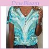 Summer Ethnic Style T Shirt For Women With Printed Cotton Blend Fabric For Casual Wear