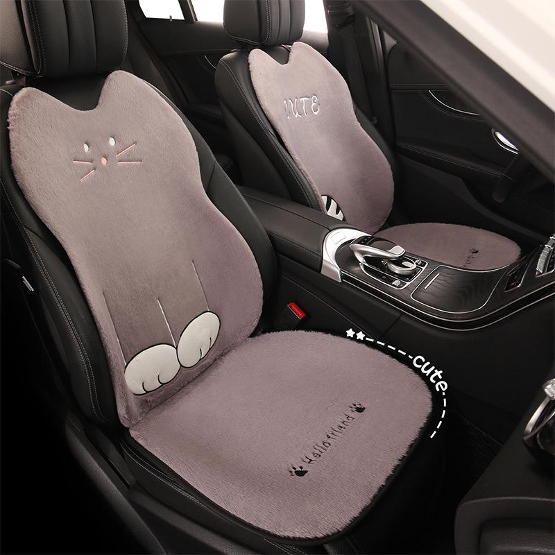 Cartoon Kitten Winter Plush Car Seat Cushion for Honda Civic, Haoying, XRV, Inspire, CRV