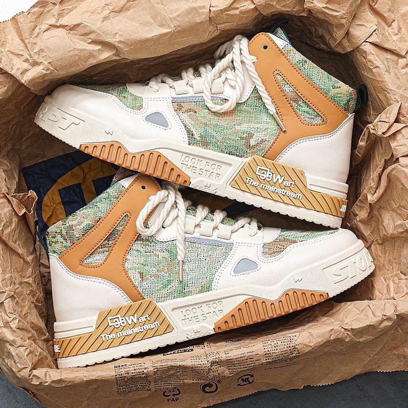 

Весенняя мужская обувь, дышащая, высокая парусиновая обувь, мужская мода, универсальная, повседневная обувь на толстой подошве, модная обувь 44