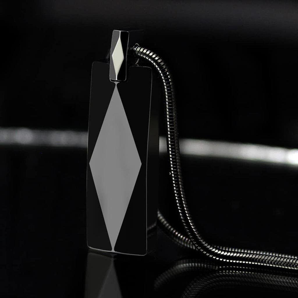 [Rockyu] Tungsten Necklace for Men, Silver, Diamond-faced Plate Necklace, Super Hard, Rectangular Pendant, Snake Chain, Men's Birthday, Father's Day,