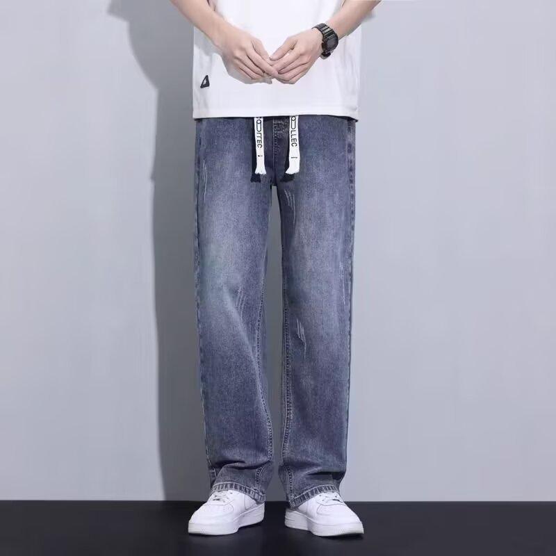 Spring and Summer Thin Boys Loose Straight Trendy Jeans New Washed Wide-leg Pants Men's Long Pants