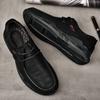 Casual leather shoes men's autumn leather thick-soled wide-headed wide-footed soft-soled non-slip first-layer cowhide men's shoes dad shoes comfortabl