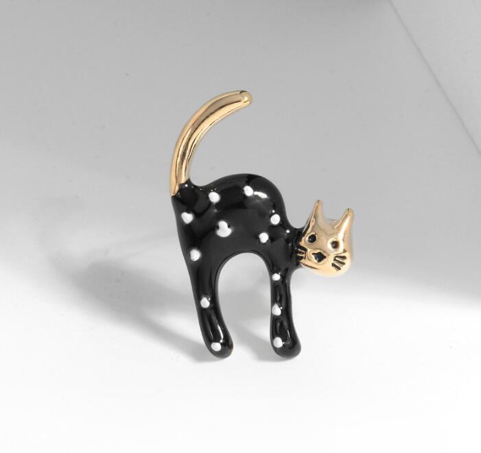 Fashionable Zircon Cat Color Enamel Brooch, Anti-exposure Pin for Women, Metal Button To Fix Clothes, Wedding Party Gift