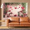 1 romantic Valentine's Day-themed background - pink and white floral heart-shaped design Valentine's Day decoration