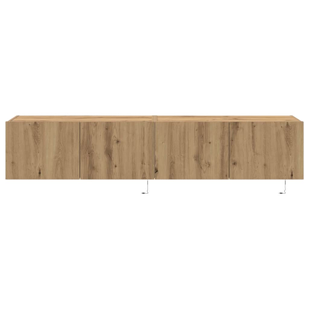 Wall Mounted TV Cabinet with LED 2 pcs Artisan Oak Finish 80 x 35 x 31 cm