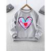 Unisex Round Neck Sweatshirt with Layered Graffiti Heart Pattern Long Sleeve Top, Suitable for Outdoor Wear and Casual Wear
