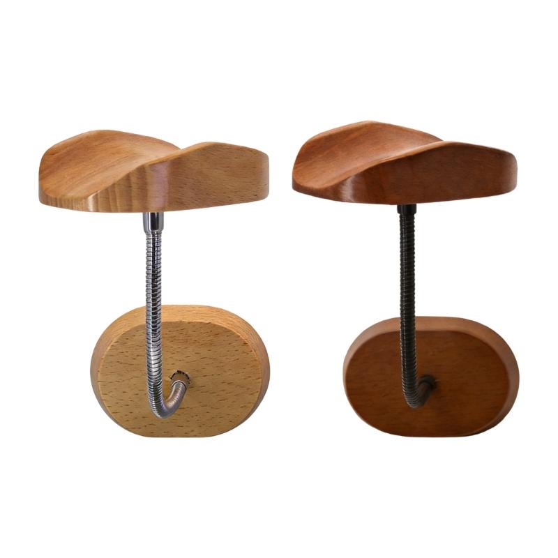Adjustable Wood And Aluminum Alloy Headphone Stand Space Efficient Wall Mount Design Display Shelf Organiser