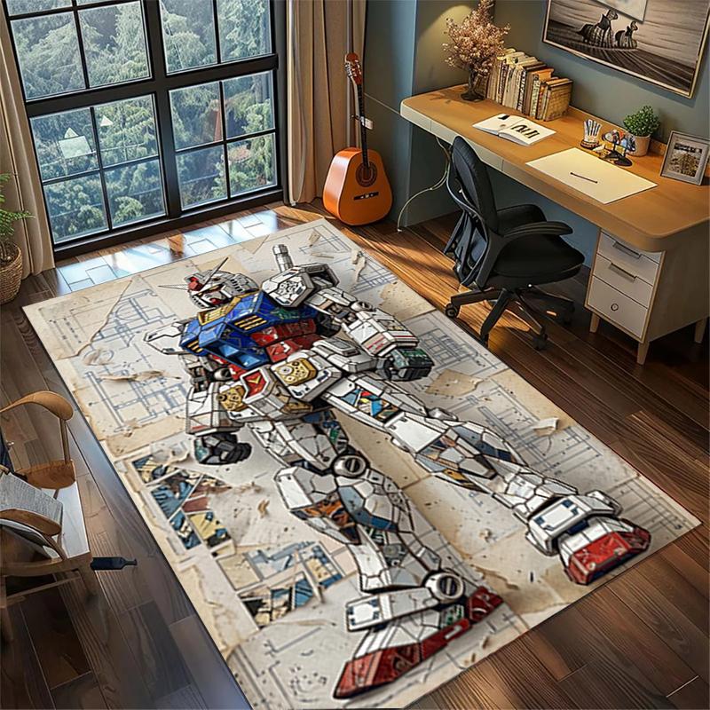 Large Gundam Area Carpet Non Slip Washable Floor Mat Gamer Room Bedroom Decor