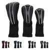 3pcs Club Head Cover with Spare Number Plates Long Neck Scratch Proof Breathable PU Club Headcover F
