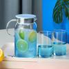 Creative color filter juice pot large volume gradient blue glass teapot household explosion-proof cool teapot cup holder set