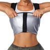 Women Sweat Vest Workout Top Fitness Running Vest Zipper Sauna Shirt Silver Coated Sweatshirt Fat Burning Exercise Sport Apparel Plus Size Gym Vest