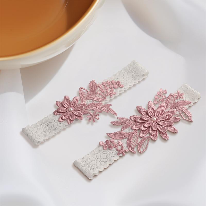 2 pezzi di giarrettiere da sposa europee americane, cintura in pizzo color caramella, stile occidentale, accessori per matrimoni, anelli elastici per le gambe da donna