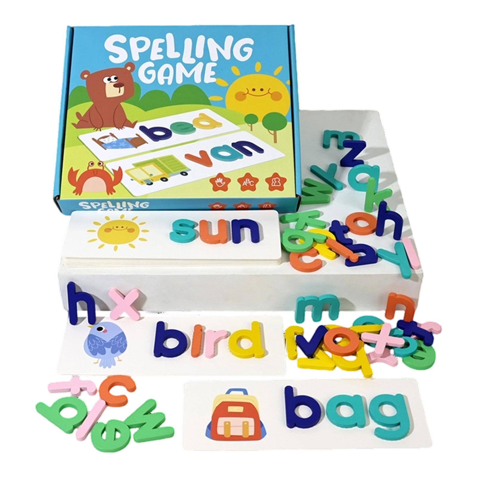 

Дитяча гра для раннього навчання правопису - 26 літер алфавіту, пазл, слово та відповідність, навчальна іграшка для дошкільнят One Size