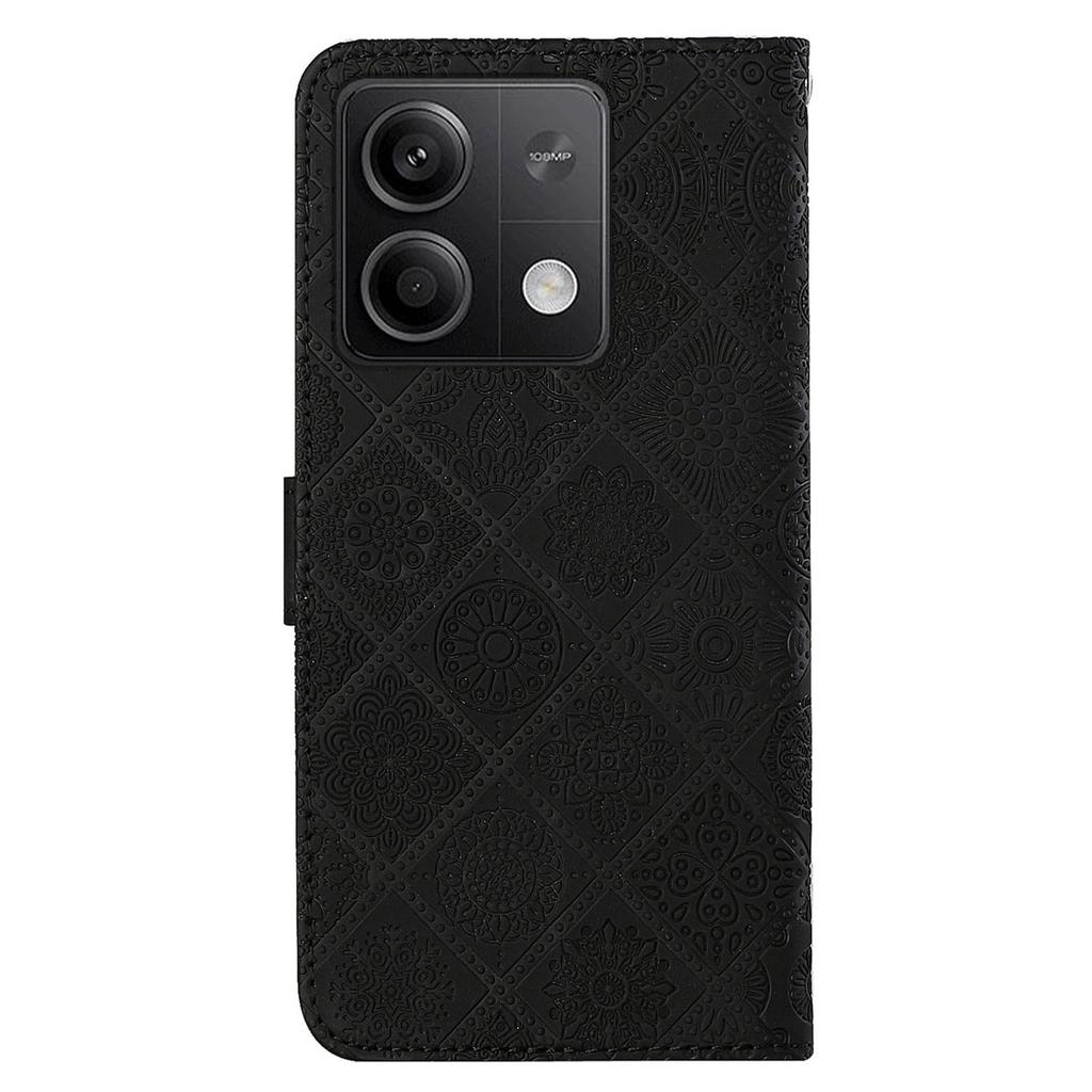 For Xiaomi Redmi Note 13 5G Phone Case Ethnic Style Imprinted Flower Pattern Leather Cover
