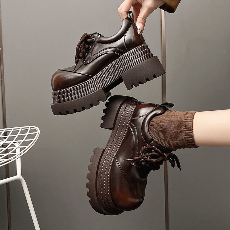 Fashion Ladies Pumps Round Toe Women's Loafers Shoes Platform Brown Elegant Dress Comfortable Chic Spring Point Young Casual Y2k Slip On