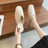 Fashion Women Mules Summer Elegant Square Closed Toe Flat Slippers Female Shoes Casual Leather Black White Slides Plus Size 35-43