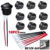 10/5Pcs SPST Snap-in Switch ON Off 2 Pin Round Rocker Boat Switch AC 3A 250V 6A 125V for Car Auto Boat Household Appliances