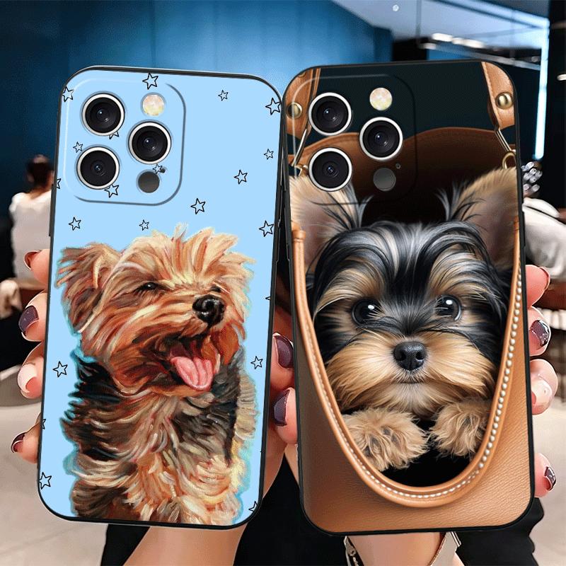Yorkshire Terrier Dog Soft Phone Case for iPhone 16 16E 17 Air 15 Pro Max 14 Plus 13 Mini 11 12 7 Black Cover Back Shell