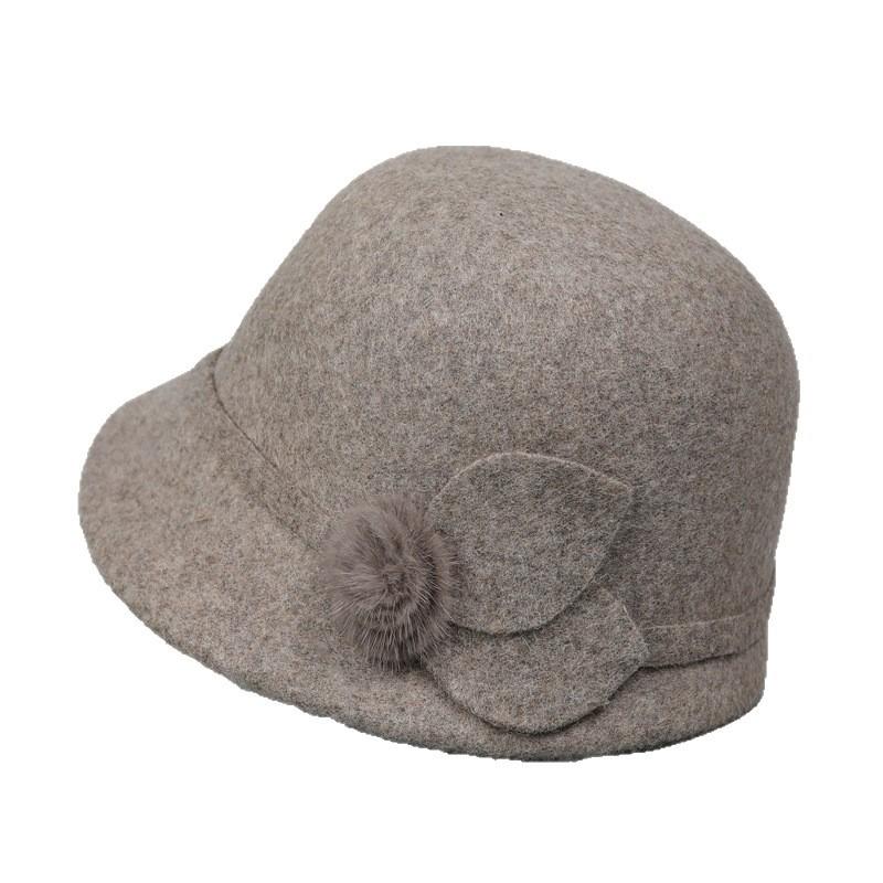 Autumn and winter hat women's wool woolen basin hat thickened thermal top hat
