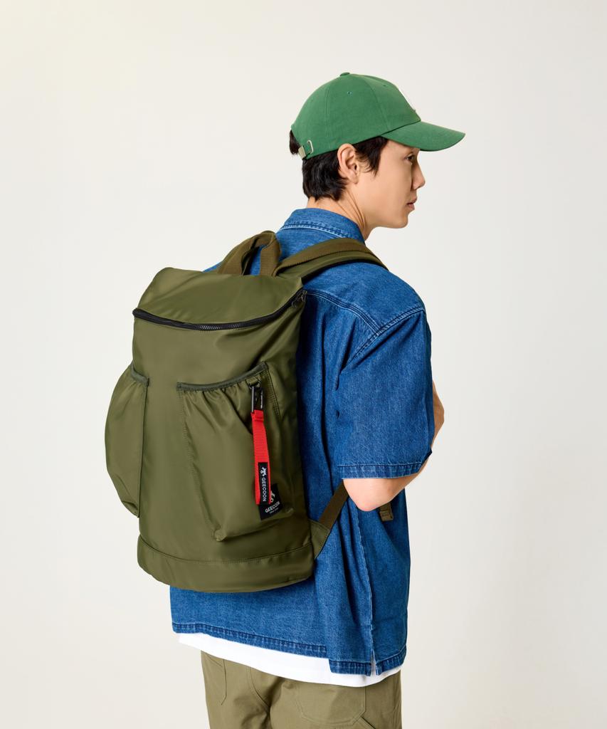Geecoon Nylon Two-Pocket Rucksack Utility Backpack Gee238-713 Khaki