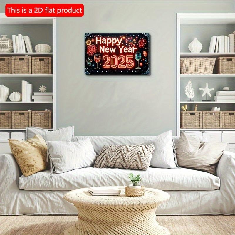 2d Flat 30*20cm, Happy New Year 2025 Wooden Sign, Boho Style Wooden Wall Hanging Decor, Multipurpose Decoration, for Home, Kitchen, Garden, Bedroom.