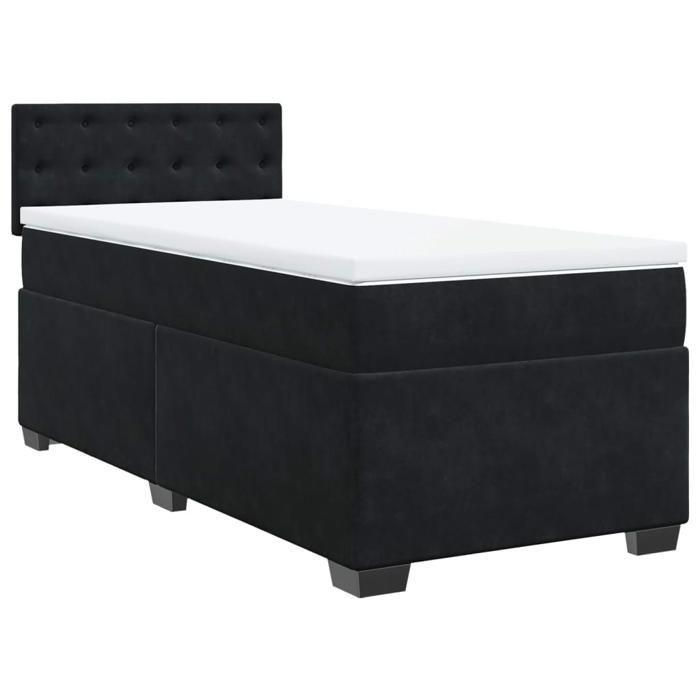 Maison Exclusive - Sommier à lattes de lit avec matelas Noir 90x200 cm Velours