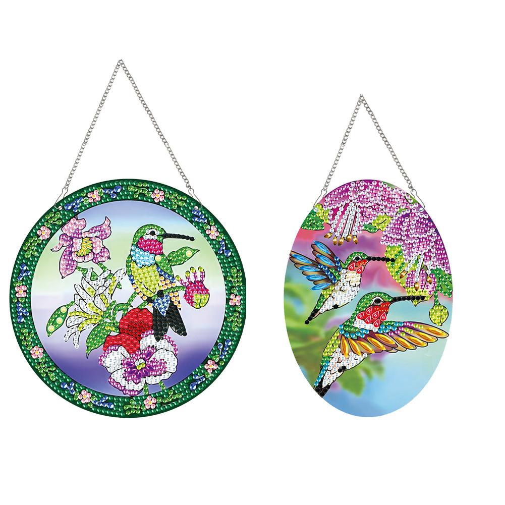 

2pcs Animal Theme 2D Flat DIY Special Shape Hanging Diamond Art Kits Single-Sided Drill Diamond Art Pendant Wall Door Decoration