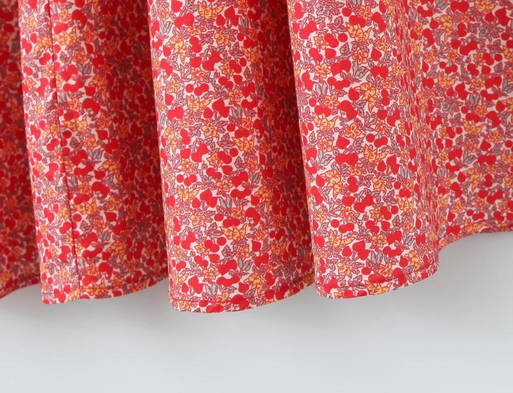 Women's Summer 2026 Floral Halter V-Neck Slimming Long Red Dress