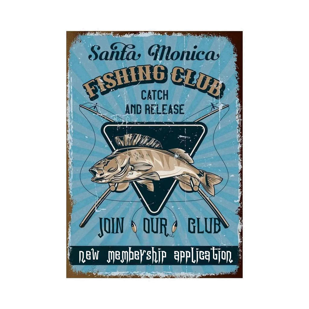 Fishing Metal Tin Sign Fishing Sign Vintage Metal Plate for Wall Poster Farm Art Decoration Stickers Plaques 8X12 Inch