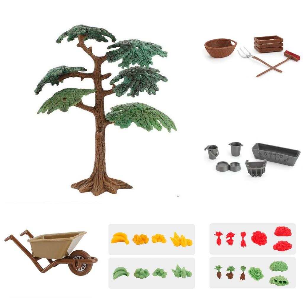 Simulation Baumstruktur Stapel Bauernhofwerkzeuge Gemüse Obst Karren Modell Ornament Für Pädagogisches Spiel Und Kreative Dekoration
