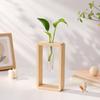 Home Decoration Glass Tube Vase Wooden Hydroponic Flowerpot Water Plant Tube Stand  Living Room