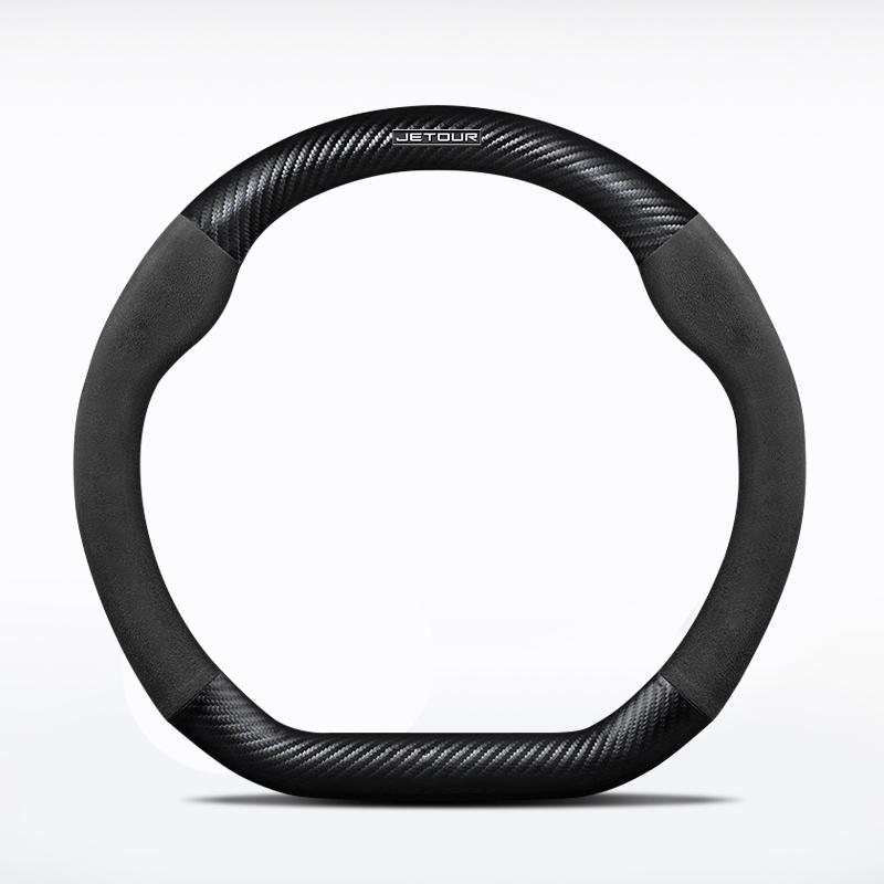 38cm, Genuine Leather for Chery Jetour T2 T3 X70 X70SM X90 X95 DASHING Traveler, Non-Slip Carbon Fiber Car Steering Wheel Cover
