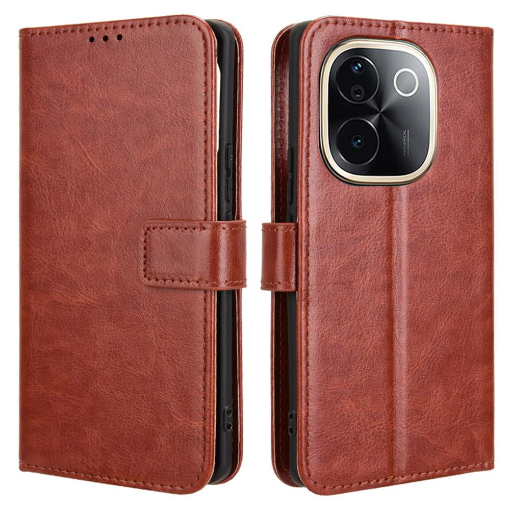 For Vivo T3 Pro 5G/iQOO Z9s Pro 5G Case Crazy Horse Texture PU Leather Phone Wallet Cover