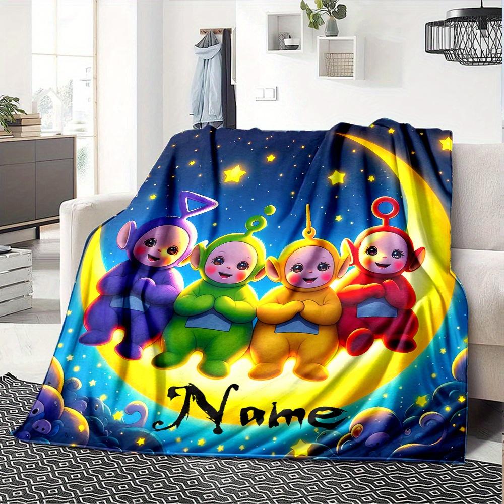 Teletubbies Moon Stars Blanket Soft And Cozy Custom Name Gift For All Holidays Home Decor Office Nap Outdoor Holiday Gift Playful Design Polyester